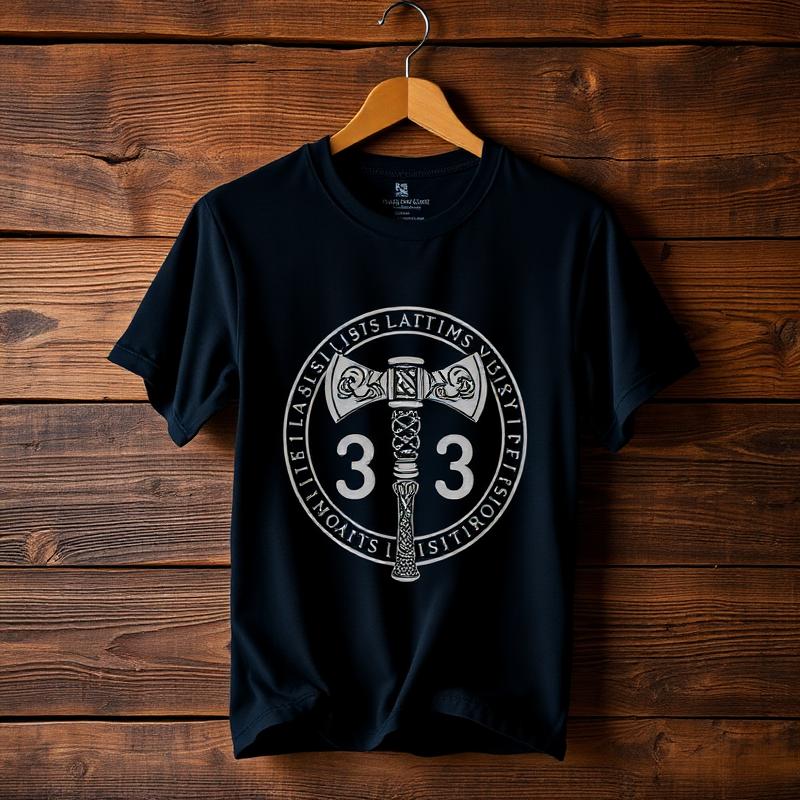 Viking-T-shirt met een Noords runenmotief en een bijl